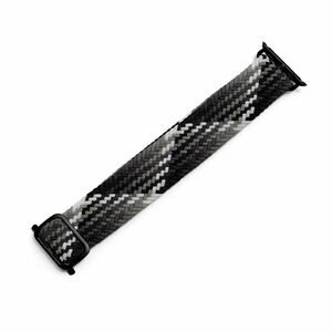 Braided Solo Loop Adjustable Watch‎ Band Black Grey White Chevron Pattern